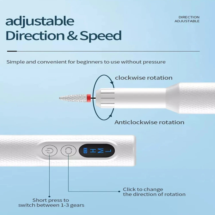 M3 USB Charging Portable Electric Nail Polisher Nail Art Tools Home Nail Art Instrument(Pink) - Grinding Tools & Accessories by PMC TechLife | Online Shopping South Africa | PMC TechLife | Buy Now Pay Later Mobicred