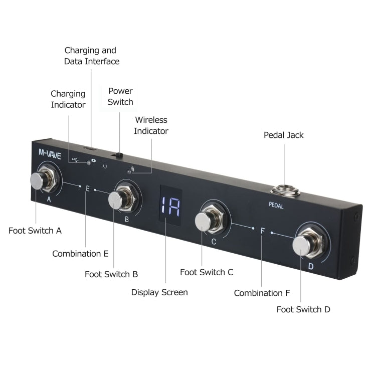 M-VAVE MIDI Bluetooth Controller MIDI Pedal Page Turner Multifunctional Musical Instrument Accessories