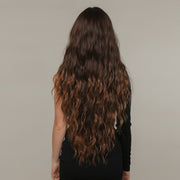 Women Long Hair Wig with Bangs Gradient Fluffy Water Ripple Curly Hair Wig, Color: Gradient Brown LC2029-1