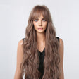 Women Long Hair Wig with Bangs Gradient Fluffy Water Ripple Curly Hair Wig, Color: Dark Brown LC1061-1 - free shipping - PMC TechLife - Order now!