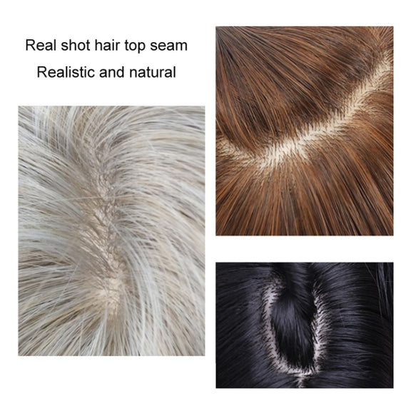 Women Long Hair Wig with Bangs Gradient Fluffy Water Ripple Curly Hair Wig, Color: Gradient Brown LC2029-1
