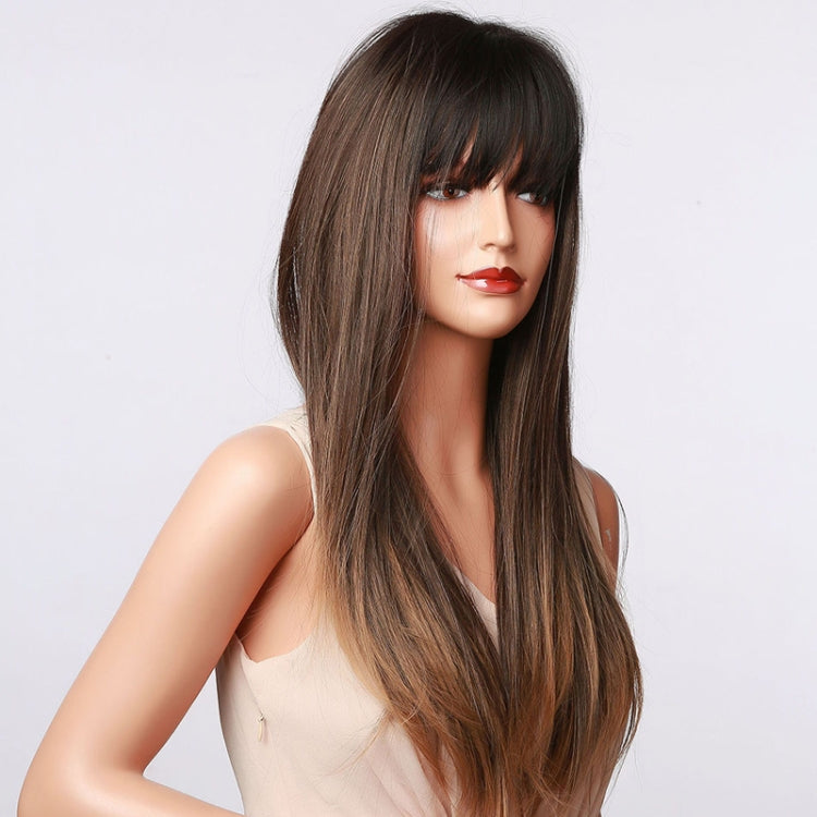Gradient Long Straight Hair Chemical Fiber High Temperature Silk Wig with Bangs, Color: LC5067 - free shipping - PMC TechLife - Order now!