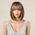 Women Full Bangs Bob Light Breathable Full Head Wig(Highlight Brown LC2132-1) - free shipping - PMC TechLife - Order now!