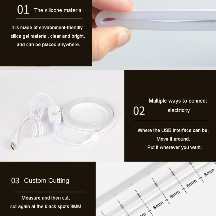 2m LED Body Sensor Flexible Light Strip Smart Sensor USB Light Strip(Warm White) - Sensor LED Lights by PMC TechLife | Online Shopping South Africa | PMC TechLife | Buy Now Pay Later Mobicred