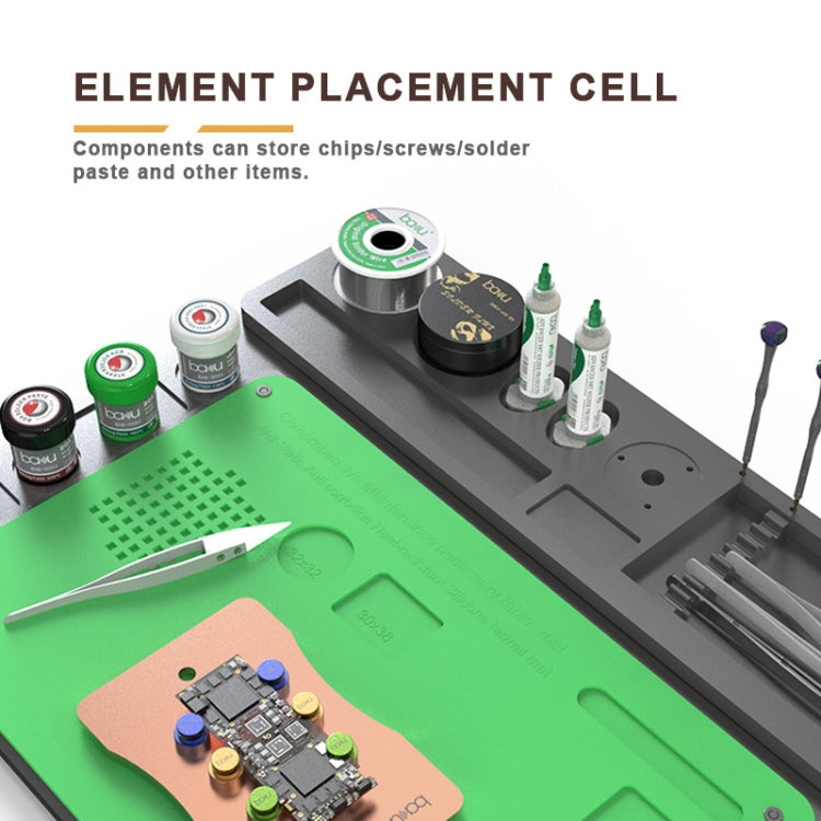 BAKU BA-692  2 In 1 Microscope Maintenance Insulation Pad Aluminum Alloy Silicone Work Mat(Black+Green) - free shipping - PMC TechLife - Order now!