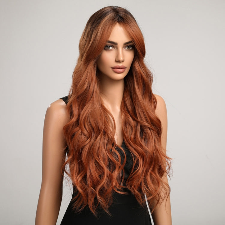 Big Wavy Women with Middle Parted Bangs Gradient Long Curly Hair Chemical Fiber Wig(8160) - free shipping - PMC TechLife - Order now!