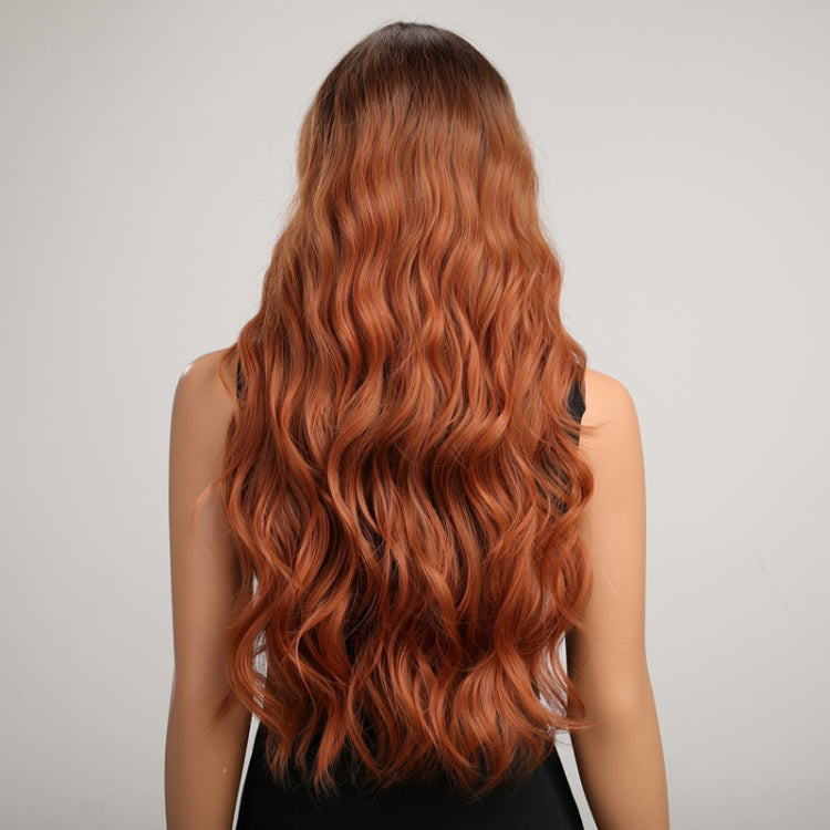 Big Wavy Women with Middle Parted Bangs Gradient Long Curly Hair Chemical Fiber Wig(8160)