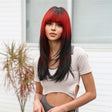 Cosplay Punk Style Gradient Long Straight Wig with Bangs(Red Gradient) - free shipping - PMC TechLife - Order now!