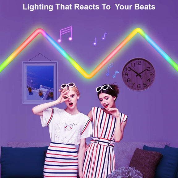 8pcs+4 Corners Bluetooth 12V RGBIC Splicing Wall Light Intelligent Remote Control Indoor Decorative Ambient Lights(US Plug)