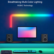 8pcs+4 Corners WiFi  12V RGBIC Splicing Wall Light Intelligent Remote Control Indoor Decorative Ambient Lights(US Plug)