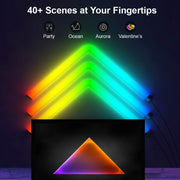 4pcs+3 Corners WiFi 12V RGBIC Splicing Wall Light Intelligent Remote Control Indoor Decorative Ambient Lights(US Plug)