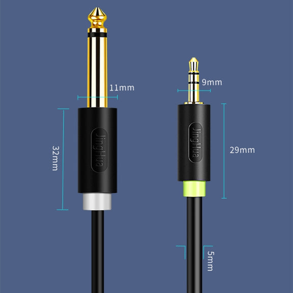 JINGHUA 3.5mm To Dual 6.5mm Audio Cable 1 In 2 Dual Channel Mixer Amplifier Audio Cable, Length: 10m
