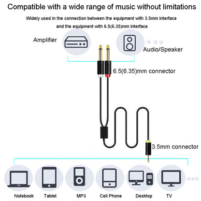 JINGHUA 3.5mm To Dual 6.5mm Audio Cable 1 In 2 Dual Channel Mixer Amplifier Audio Cable, Length: 10m - Aux Cable by JINGHUA | Online Shopping South Africa | PMC Jewellery | Buy Now Pay Later Mobicred