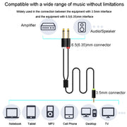 JINGHUA 3.5mm To Dual 6.5mm Audio Cable 1 In 2 Dual Channel Mixer Amplifier Audio Cable, Length: 10m