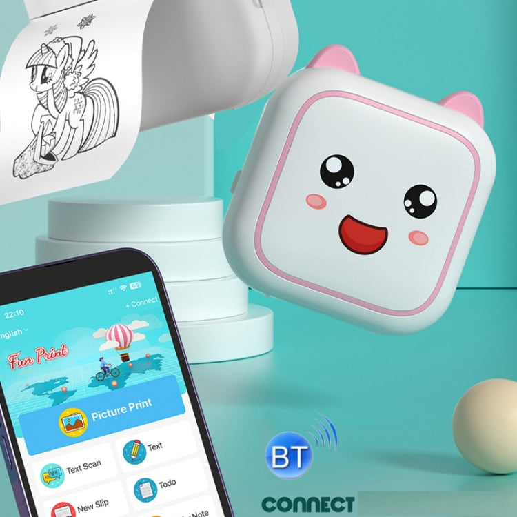 C26 Mini Portable Bluetooth Photo Label Thermal Printer, Spec: Pink+5 Paper+5 Stickers+3 Color Paper