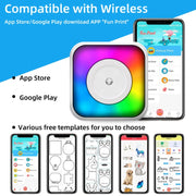 RGB Light Portable Mini Bluetooth Printer Inkless Document Label Printer with 5-Rolls Paper
