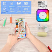 RGB Light Portable Mini Bluetooth Printer Inkless Document Label Printer with 1-Roll Paper