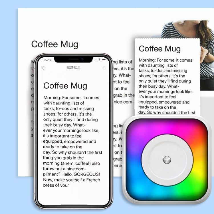 RGB Light Portable Mini Bluetooth Printer Inkless Document Label Printer with 5-Rolls Paper