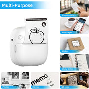RGB Light Portable Mini Bluetooth Printer Inkless Document Label Printer with 5-Rolls Paper