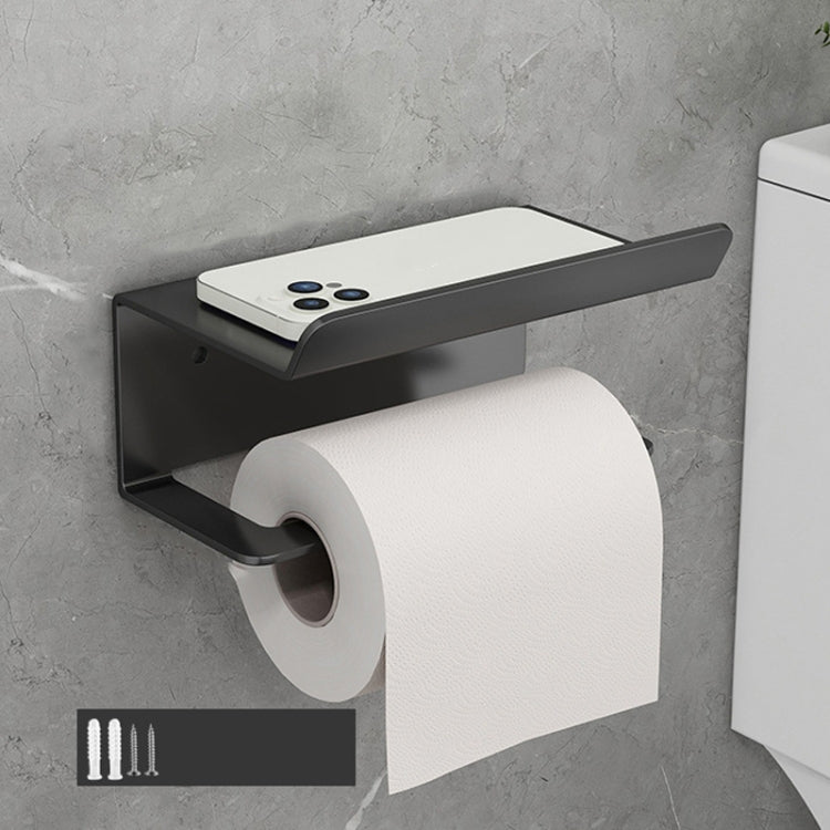 Stainless Steel Bathroom Roll Paper Holder No-Punch Cell Phone Storage Shelf, Style: Paper Rack (Black) - Shelves by PMC TechLife | Online Shopping South Africa | PMC TechLife | Buy Now Pay Later Mobicred