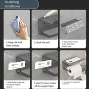 Stainless Steel Bathroom Roll Paper Holder No-Punch Cell Phone Storage Shelf, Style: Paper Rack (White���