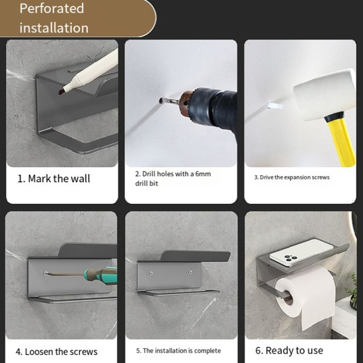 Stainless Steel Bathroom Roll Paper Holder No-Punch Cell Phone Storage Shelf, Style: Paper Rack (Black) - Shelves by PMC TechLife | Online Shopping South Africa | PMC TechLife | Buy Now Pay Later Mobicred