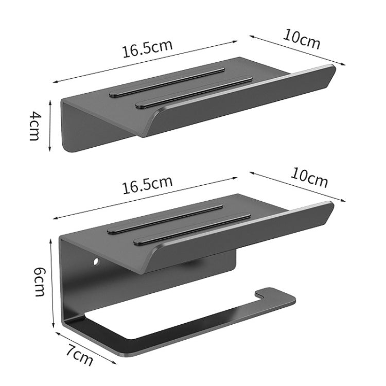 Stainless Steel Bathroom Roll Paper Holder No-Punch Cell Phone Storage Shelf, Style: Paper Rack (Black) - Shelves by PMC TechLife | Online Shopping South Africa | PMC TechLife | Buy Now Pay Later Mobicred