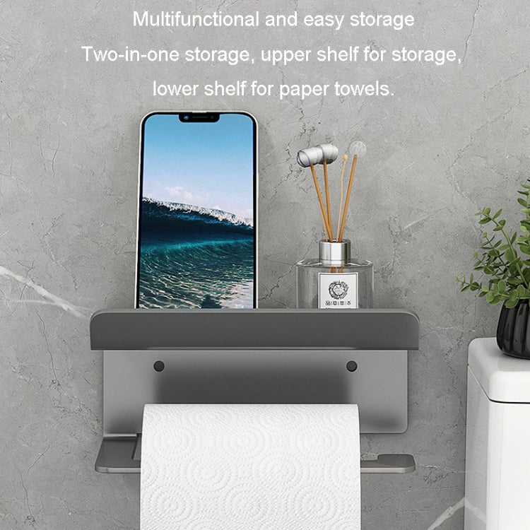 Stainless Steel Bathroom Roll Paper Holder No-Punch Cell Phone Storage Shelf, Style: Paper Rack (White��� - Shelves by PMC TechLife | Online Shopping South Africa | PMC TechLife