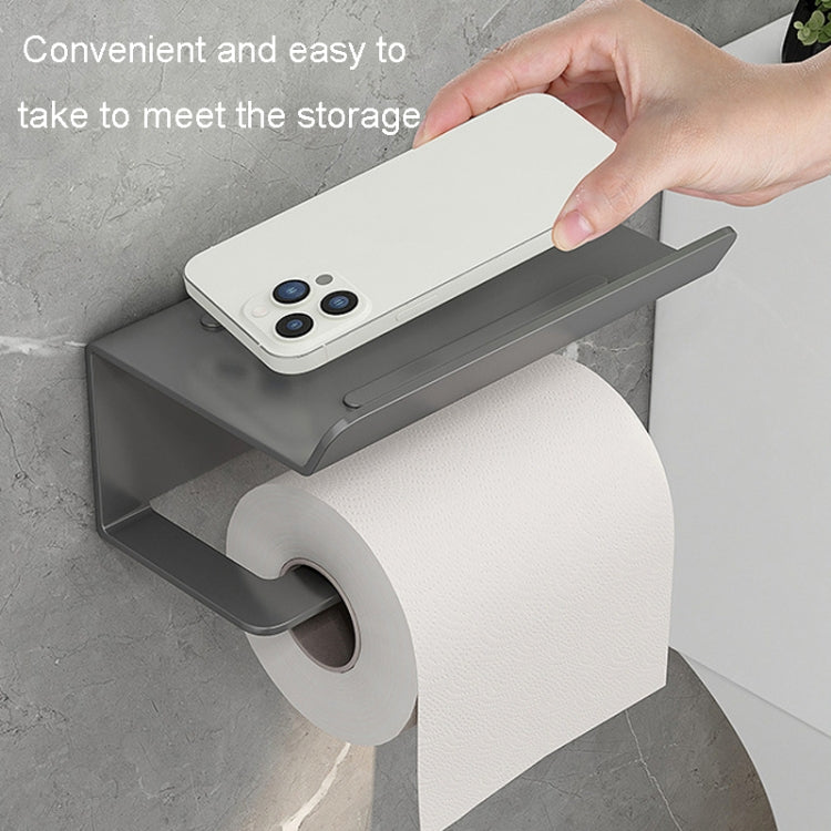 Stainless Steel Bathroom Roll Paper Holder No-Punch Cell Phone Storage Shelf, Style: Paper Rack (Black) - Shelves by PMC TechLife | Online Shopping South Africa | PMC TechLife | Buy Now Pay Later Mobicred