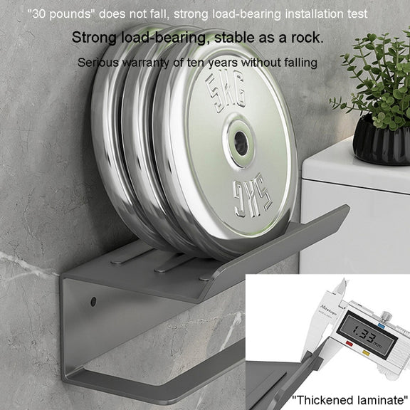 Stainless Steel Bathroom Roll Paper Holder No-Punch Cell Phone Storage Shelf, Style: Phone Rack (White)