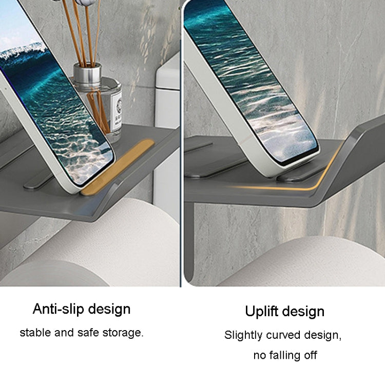 Stainless Steel Bathroom Roll Paper Holder No-Punch Cell Phone Storage Shelf, Style: Paper Rack (Black) - Shelves by PMC TechLife | Online Shopping South Africa | PMC TechLife | Buy Now Pay Later Mobicred