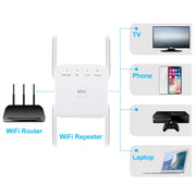 1200Mbps 2.4G / 5G WiFi Extender Booster Repeater Supports Ethernet Port Black US Plug