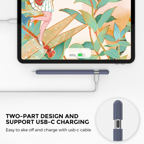 For Apple Pencil (USB-C) AhaStyle PT65-3 Silicone Same Color Protective Case(Gray)