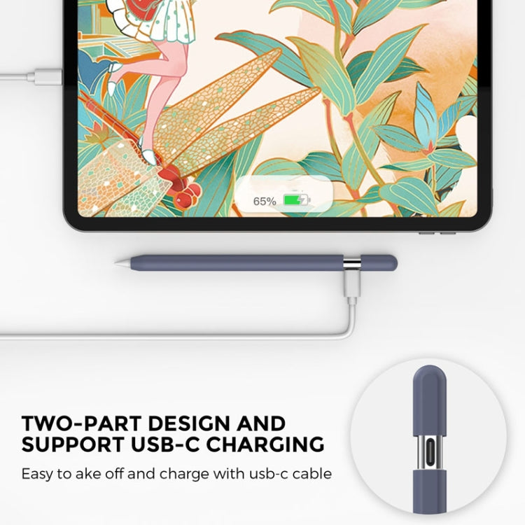 For Apple Pencil (USB-C) AhaStyle PT65-3 Silicone Same Color Protective Case(Gray)