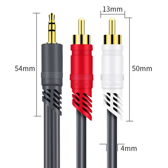 JINGHUA 3.5mm To 2RCA Audio Cable Game Console Outdoor Audio Connection Cable, Size: 20m(Grey)