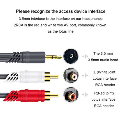 JINGHUA 3.5mm To 2RCA Audio Cable Game Console Outdoor Audio Connection Cable, Size: 20m(Grey) - free shipping - PMC Jewellery - Order now!