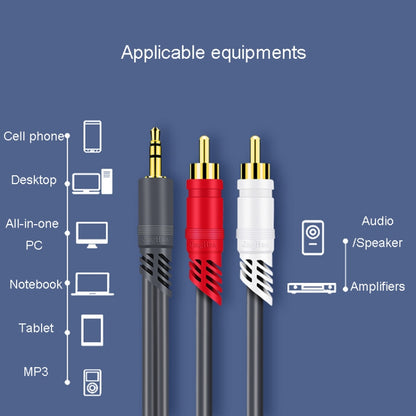 JINGHUA 3.5mm To 2RCA Audio Cable Game Console Outdoor Audio Connection Cable, Size: 20m(Grey) - free shipping - PMC Jewellery - Order now!