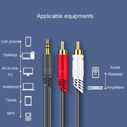 JINGHUA 3.5mm To 2RCA Audio Cable Game Console Outdoor Audio Connection Cable, Size: 20m(Grey)