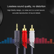 JINGHUA 3.5mm To 2RCA Audio Cable Game Console Outdoor Audio Connection Cable, Size: 20m(Grey)