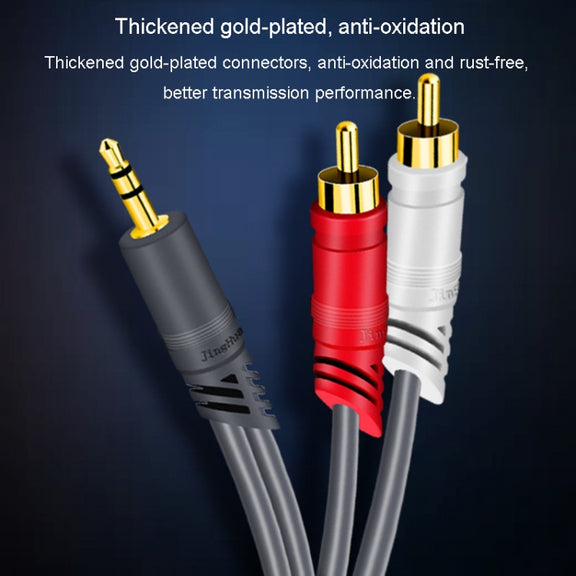 JINGHUA 3.5mm To 2RCA Audio Cable Game Console Outdoor Audio Connection Cable, Size: 20m(Grey)