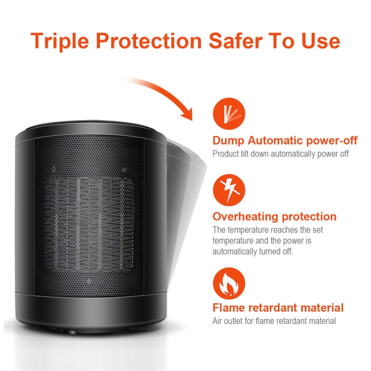 Cylindrical Ceramic Heating Warmer Quick Heat Mini Electric Heater EU Plug(Black) - Electric Heaters by PMC TechLife | Online Shopping South Africa | PMC TechLife | Buy Now Pay Later Mobicred