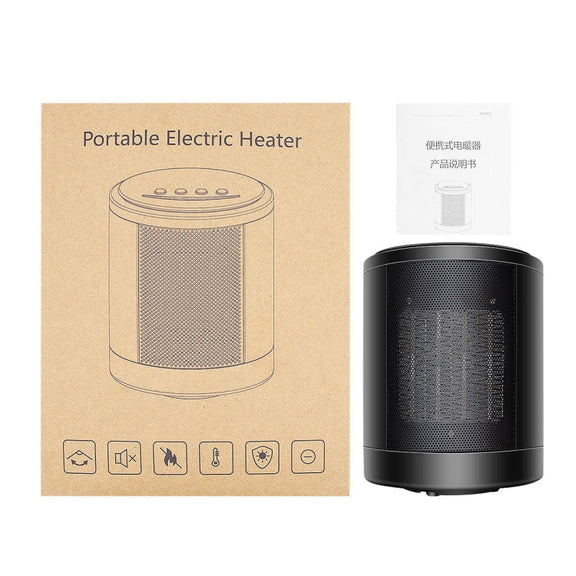 Cylindrical Ceramic Heating Warmer Quick Heat Mini Electric Heater EU Plug(Black)