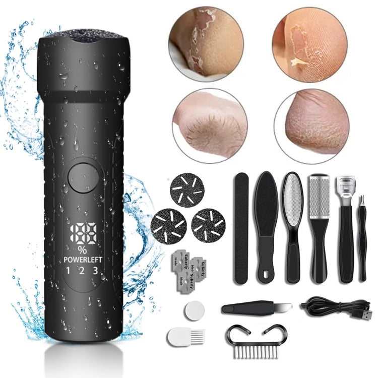 Electric Foot File Pedicure Kit Water-resistant Feet Callus Remover, Spec: Kit 1 Black