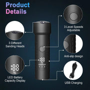 Electric Foot File Pedicure Kit Water-resistant Feet Callus Remover, Spec: Kit 1 Black