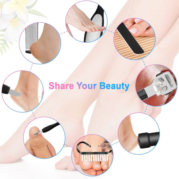 Electric Foot File Pedicure Kit Water-resistant Feet Callus Remover, Spec: Matte Black