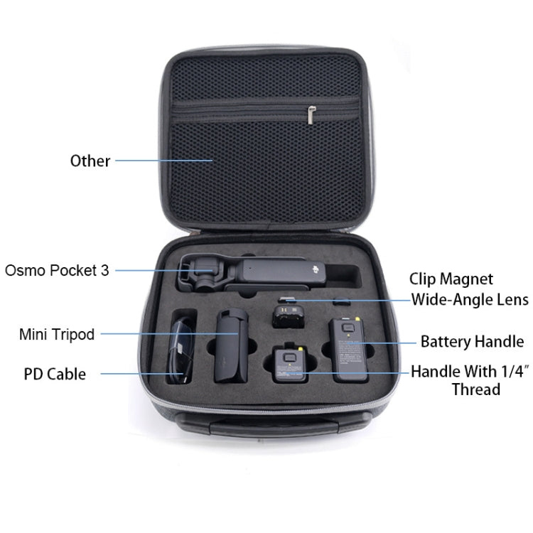 For DJI Osmo Pocket 3 Action Camera All-in-One Storage Bag Hand Cluth(Grey) - Case & Bags by PMC TechLife | Online Shopping South Africa | PMC TechLife | Buy Now Pay Later Mobicred