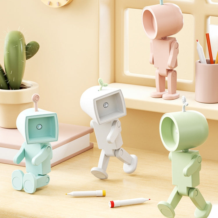 Mini Astronaut Magnetic LED Night Light Desktop Building Block Ornaments Desk Lamp, Color: Round White