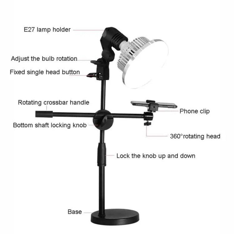 80W 120mm  Mushroom Fill Light + Desktop Overhead Photography Stand Kit for Photo/Video