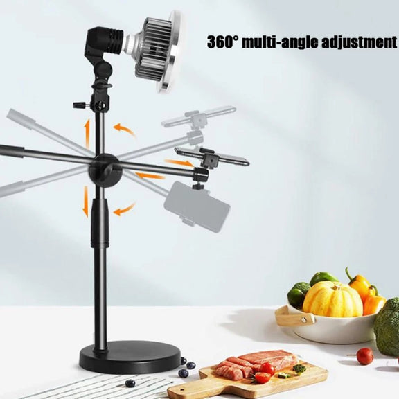 90W 155mm  Mushroom Fill Light + Desktop Overhead Photography Stand Kit for Photo/Video