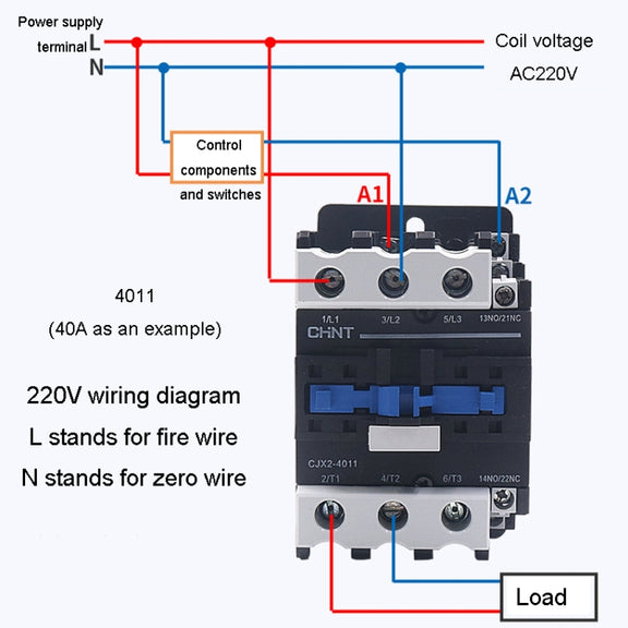 CHNT CJX2-9511 95A 220V Silver Alloy Contacts Multi-Purpose Single-Phase AC Contactor